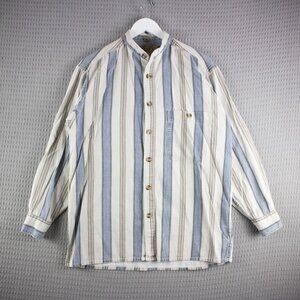 Heavy Construction Mandarin Collar Cotton Button Up Medium